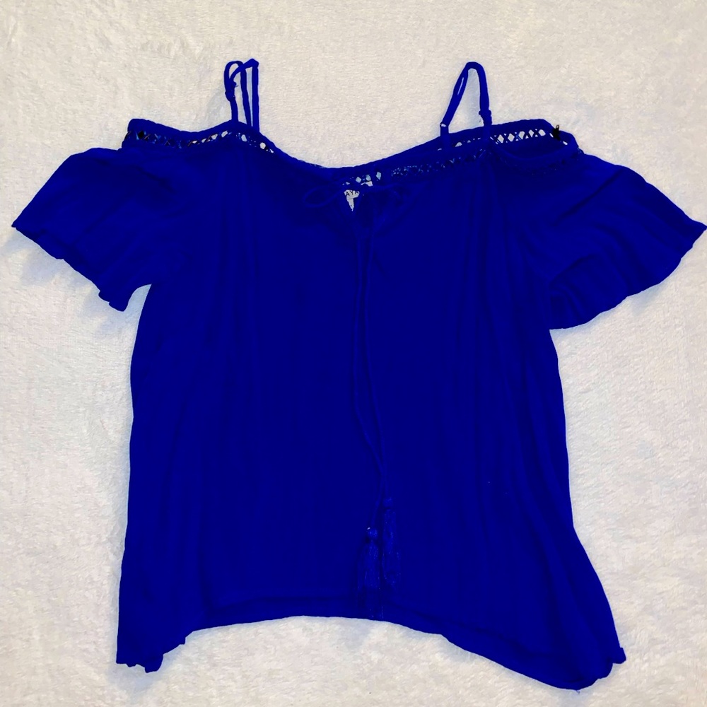 Blue Off-The-Shoulder Blouse